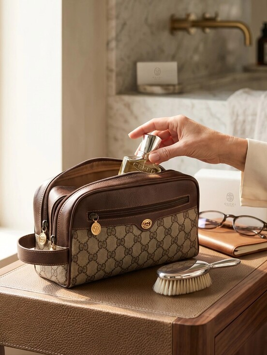 Gucci Other - Gucci Vintage GG Supreme Canvas and Leather Clutch Toiletry Bag Unisex